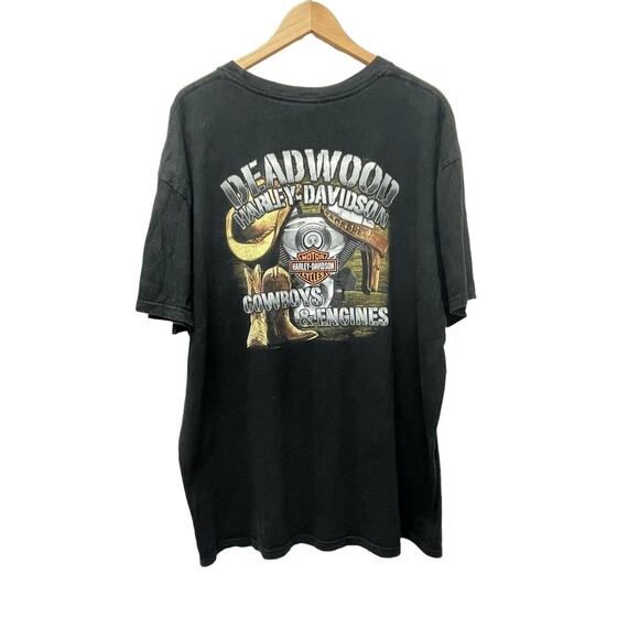 Harley Davidson Shirt Deadwood Mens Size 2XL Cowboys & Engines Motorcycle 2009 - Picture 1 of 8